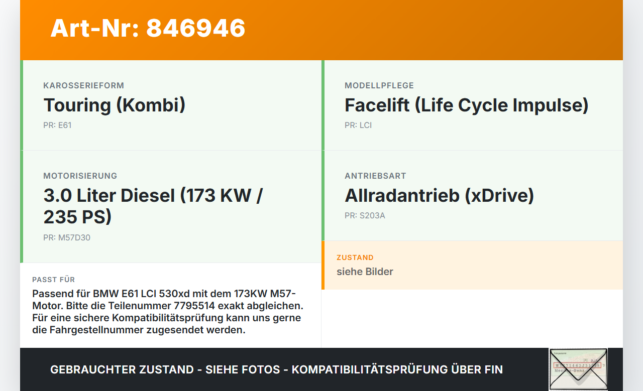 BMW E61 LCI 530xd 07-10 3,0d 173KW Hochdruck Verteiler Verteilerrohr BMW E61 LCI 530xd 07-10 27.11.2007 7805727... Vorschau 3