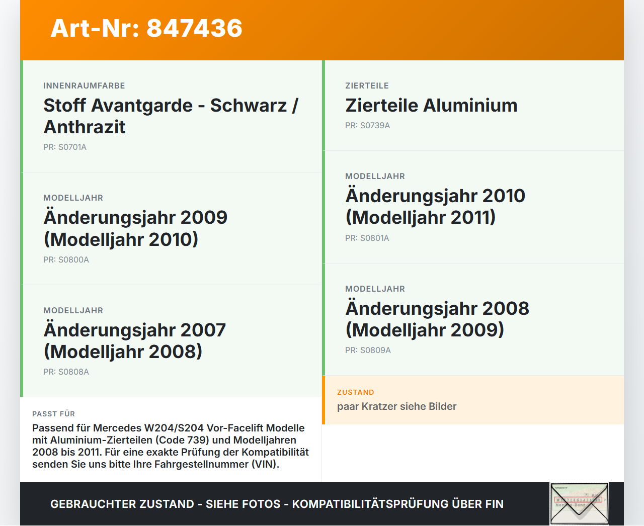 Mercedes W204 S204 C220 07-14 Blende Einbaurahmen Mercedes W204 S204 C220 07-14 08.12.2008 A2046800190 gebraucht Vorschau 3