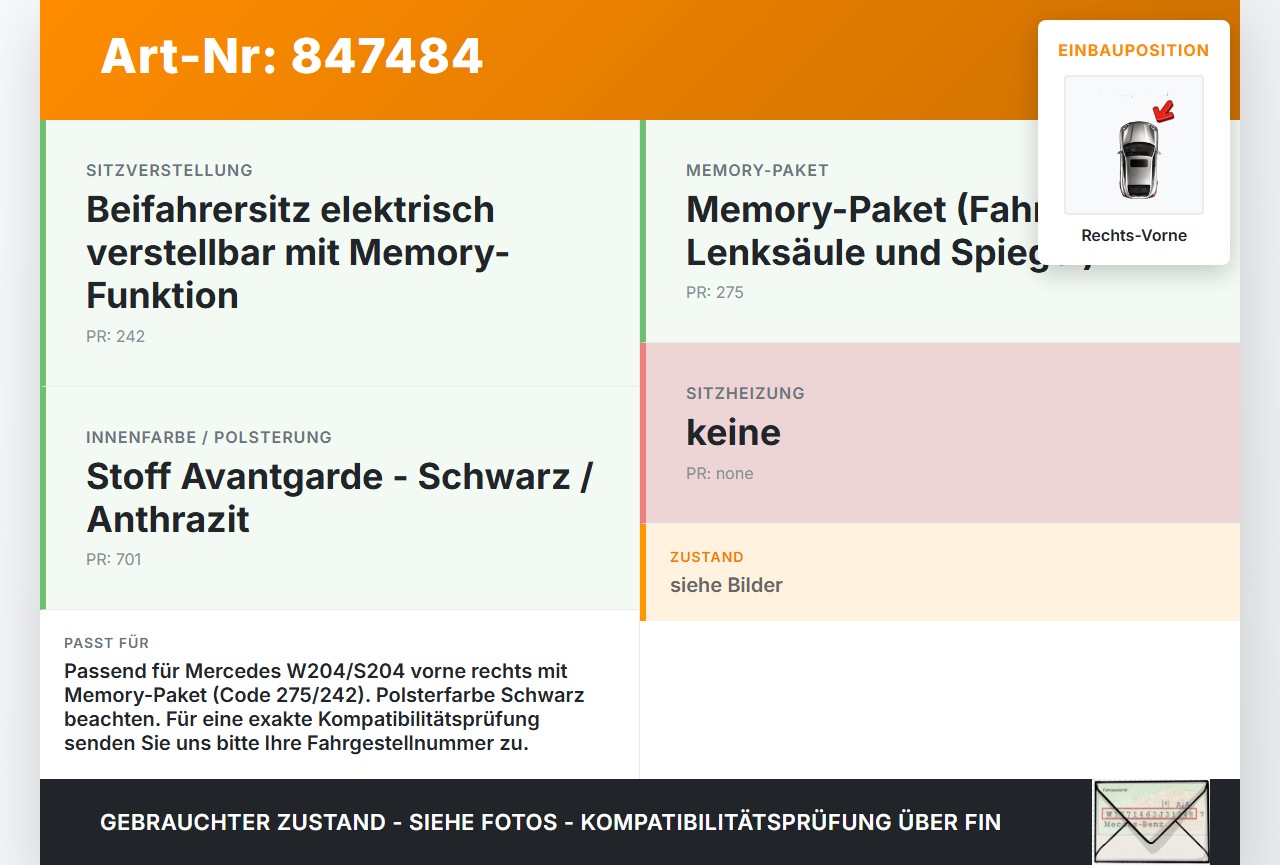 Mercedes W204 S204 C220 07-14 Sitzverstellung Schalter Rechts Vorne Mercedes W204 S204 C220 07-14 08.12.2008... Vorschau 3