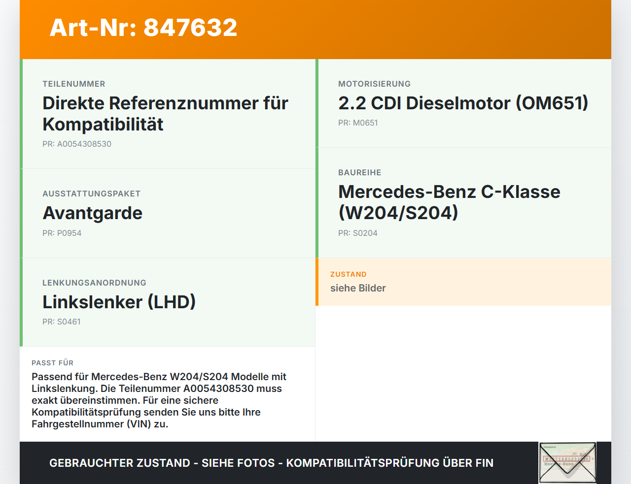 Mercedes W204 S204 C220 07-14 CDI 2,2 125KW Bremskraftverstärker Mercedes W204 S204 C220 07-14 08.12.2008... Vorschau 3