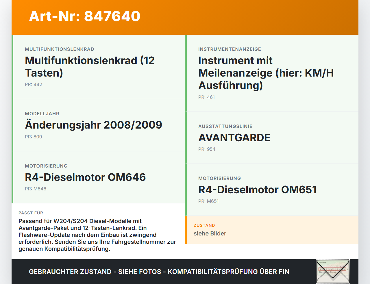 Mercedes W204 S204 C220 07-14 CDI 2,2 125KW Kombiinstrument Tacho Mercedes W204 S204 C220 07-14 08.12.2008... Vorschau 3