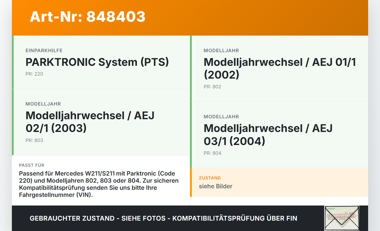 Mercedes S211 W211 E270 02-06 Steuergerät Einparkhilfe PDC Parktronic Mercedes S211 W211 E270 02-06 18.11.2003... Vorschau 3