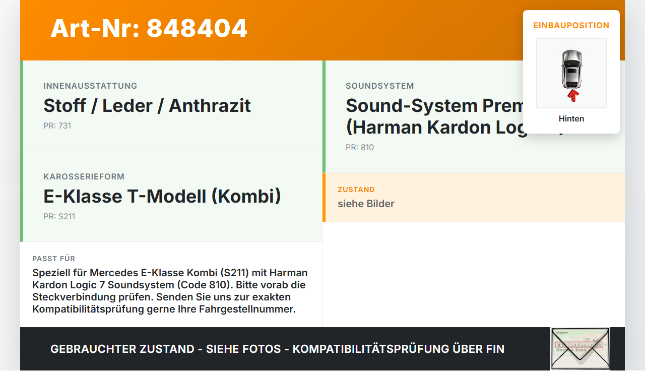 Mercedes S211 W211 E270 02-06 Lautsprecher Subwoofer Bass Box Hinten Orig. Harman Kardon Logic7 Mercedes S211 W211... Vorschau 3