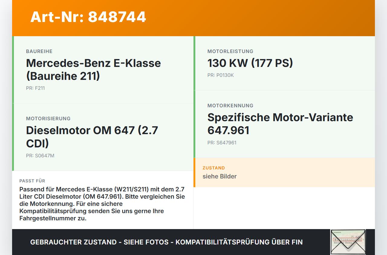 Mercedes S211 W211 E270 02-06 CDI 2,7 130KW 647961 Ölwanne Motorwanne Mercedes S211 W211 E270 02-06 18.11.2003... Vorschau 3
