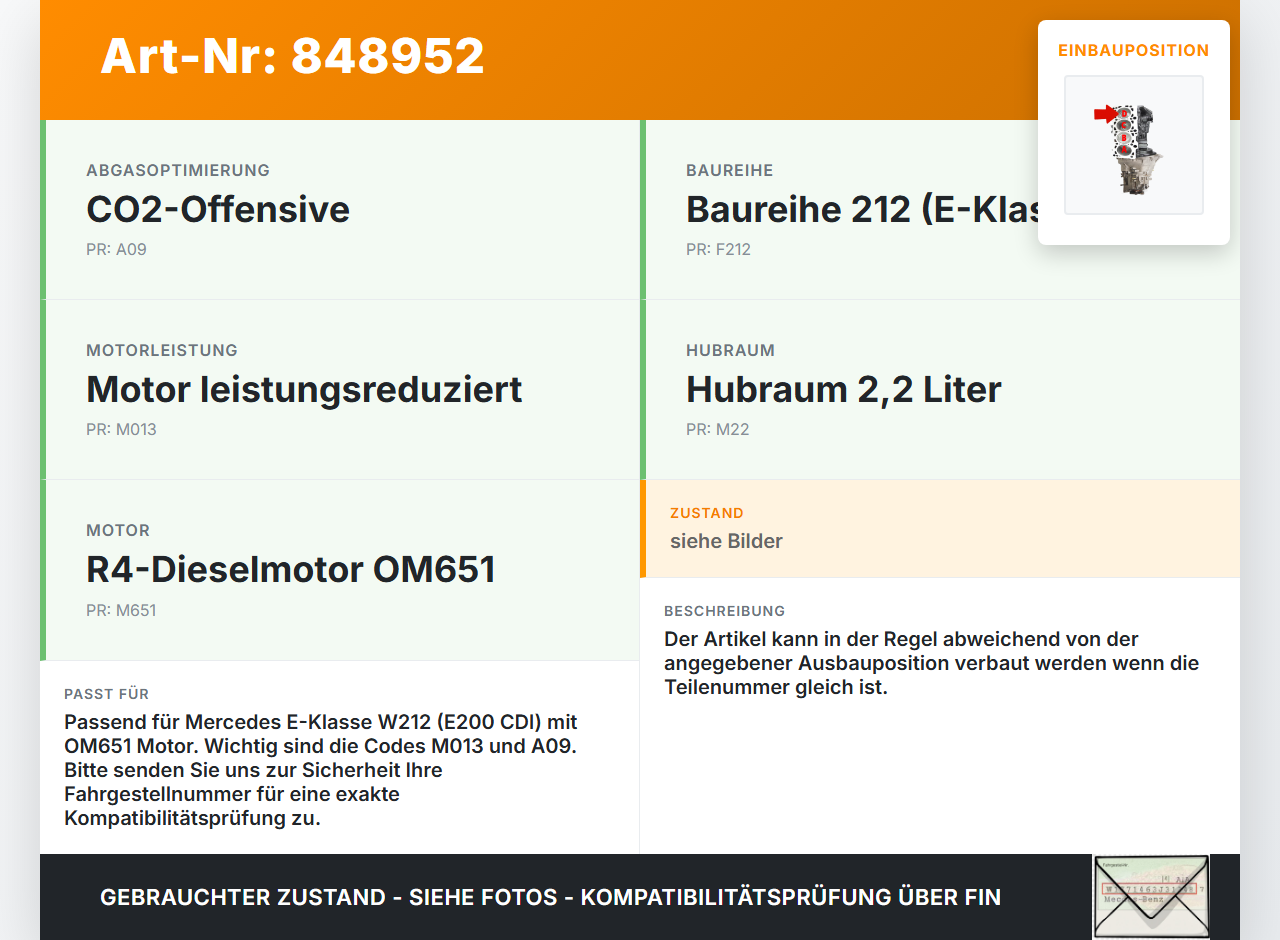Mercedes W212 E200 13-16 CDI  2,2 100KW 651.925 Kolben mit Pleuel Pos D Mercedes W212 E200 13-16 07.10.2015... Vorschau 3