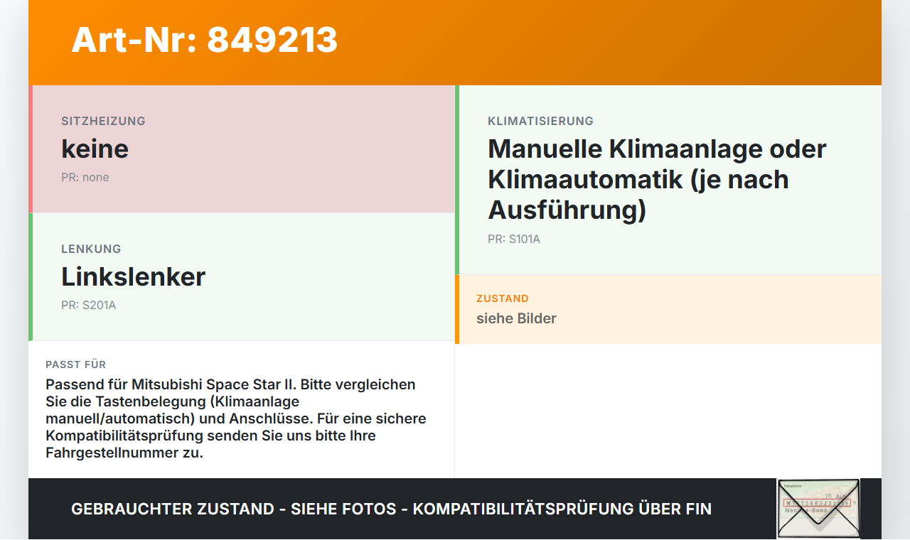 Mitsubishi Space Star II 16-19 Bedienteil Bedienelement Heizung Klimabedienteil Mitsubishi Space Star II 16-19... Vorschau 3