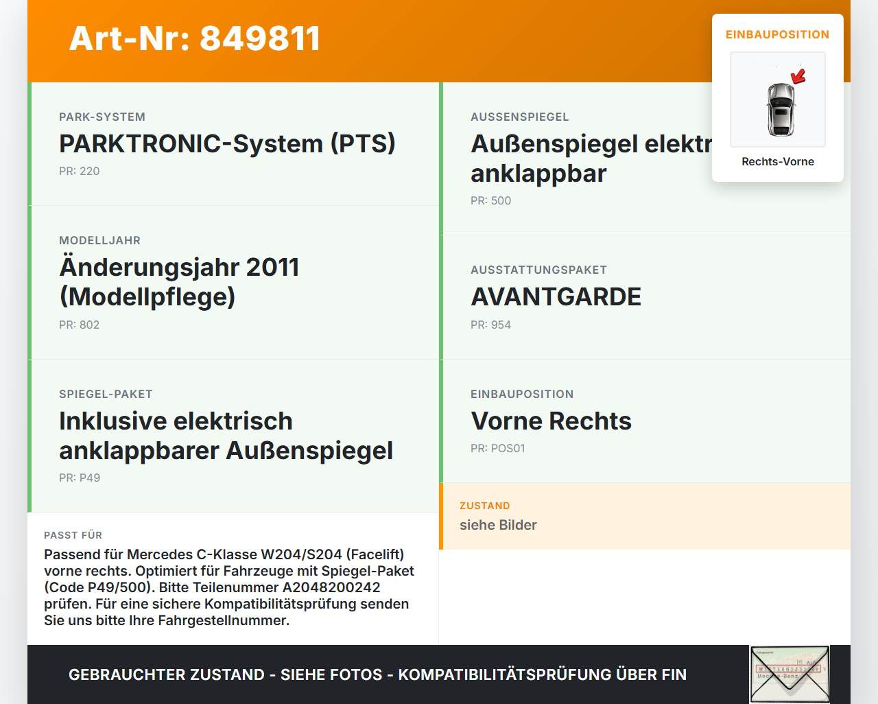 Mercedes W204 S204 C180 11-14 Kombi Fensterhebermotor Rechts Vorne Mercedes W204 S204 C180 11-14 10.10.2011... Vorschau 3