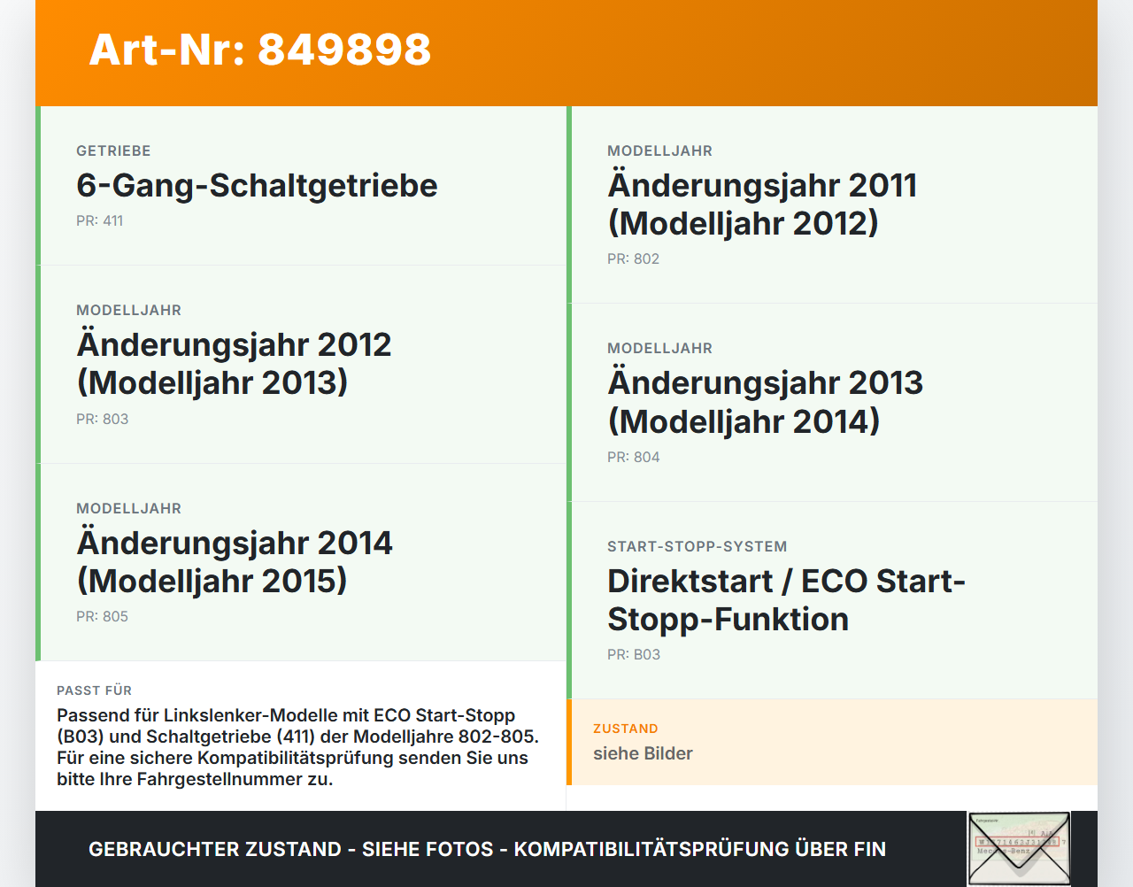 Mercedes W204 S204 C180 11-14 CGI 1,8 115KW Batteriestützpunkt Potenzverteiler Sicherungsdose Fremdstartpunkt... Vorschau 3