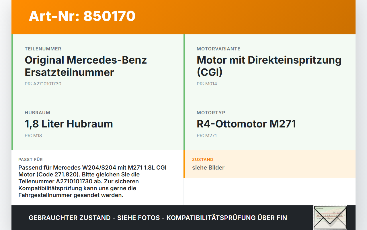 Mercedes W204 S204 C180 11-14 CGI 1,8 115KW 271.820 Ventildeckel Mercedes W204 S204 C180 11-14 10.10.2011... Vorschau 3