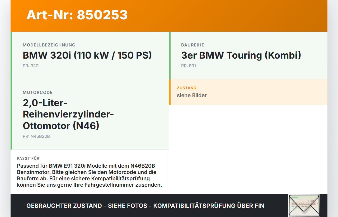 BMW E91 3er 320i 06-08 2,0i 110KW N46B20B Unterdruckpumpe Vakuumpumpe BMW E91 3er 320i 06-08 20.04.2006 8482284... Vorschau 3