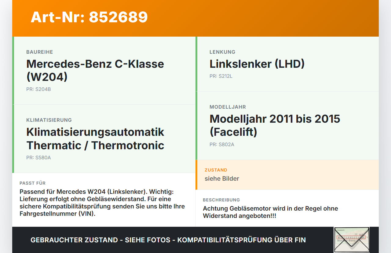 Mercedes W204 C180 11-15 Gebläsemotor Lüftermotor Heizungsgebläse Mercedes W204 C180 11-15 23.08.2012 A2128200708... Vorschau 3