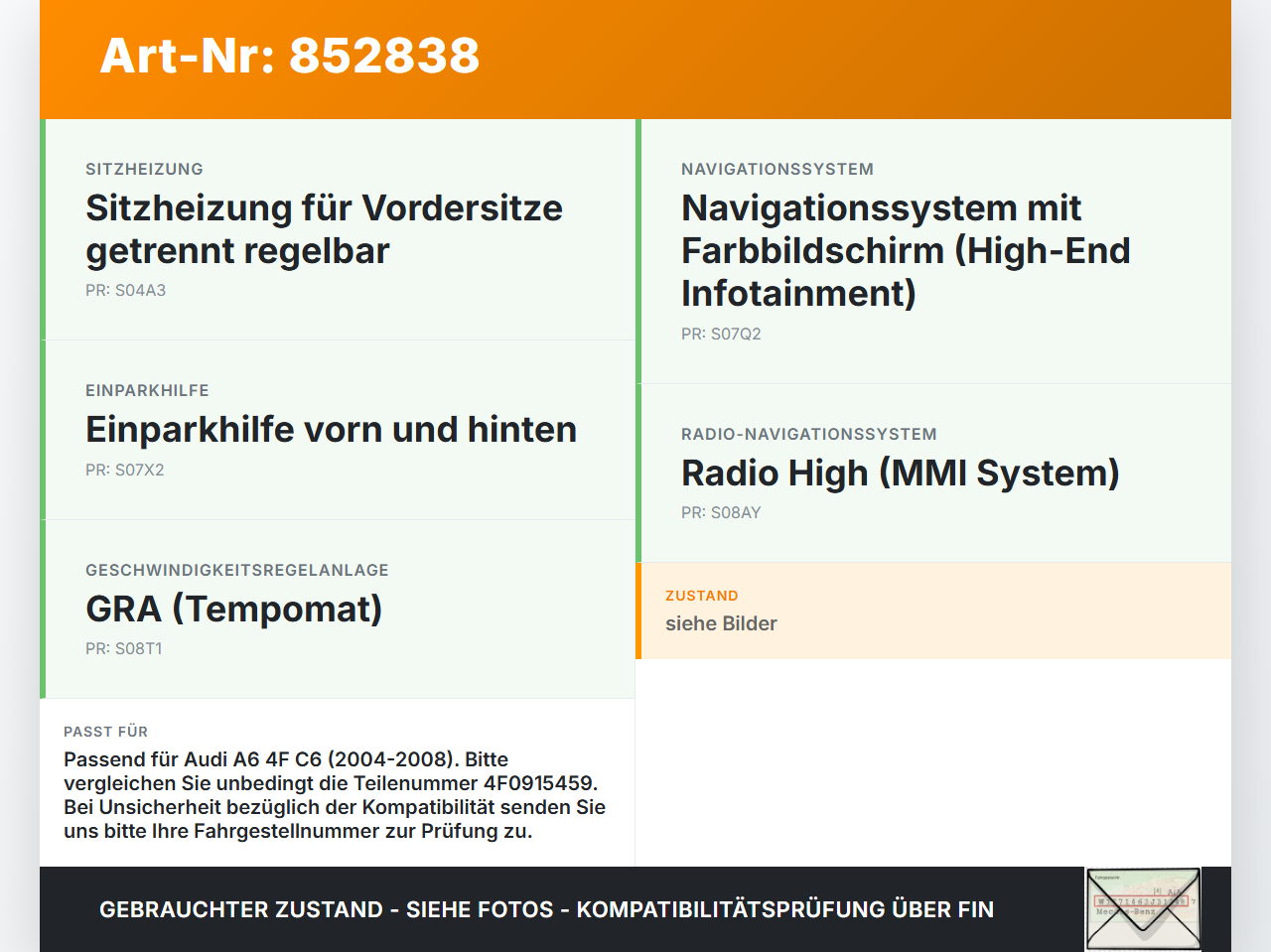 Audi A6 4F C6 04-08 Batterieüberlastungsschutz Zentralsicherung Audi A6 4F C6 04-08 29.05.2008 4F0915459 gebraucht Vorschau 3