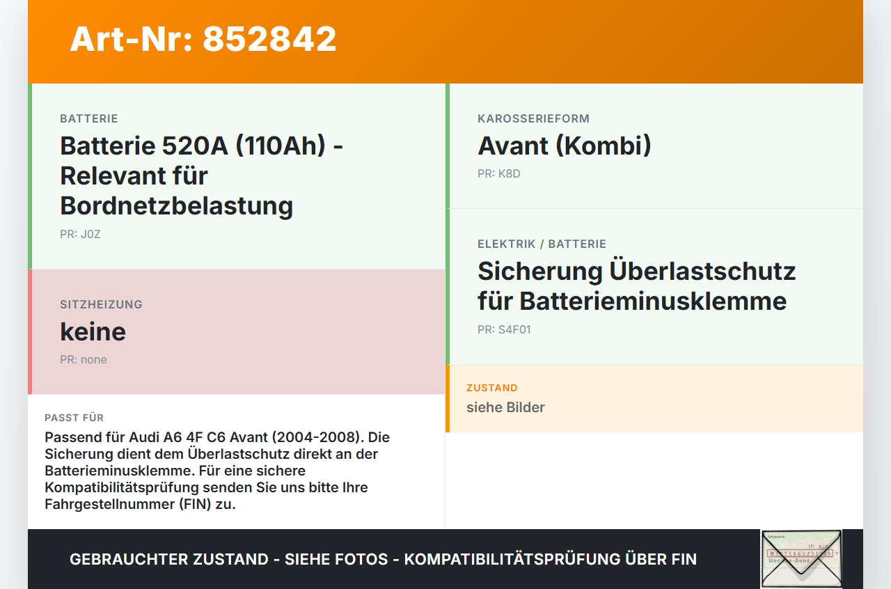 Audi A6 4F C6 04-08 Kombi Sicherung Überlastschutz f. Batterie Minus Klemme Audi A6 4F C6 04-08 29.05.2008... Vorschau 3