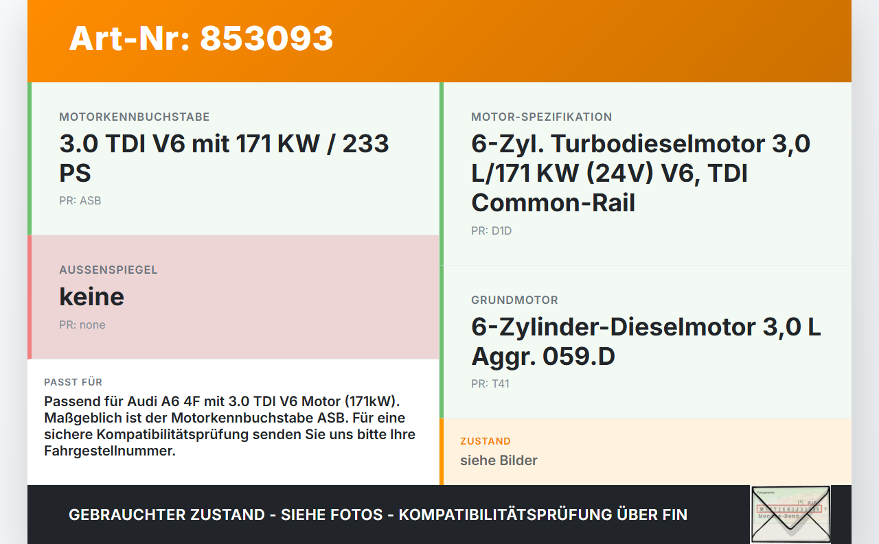 Audi A6 4F C6 04-08 TDI 3,0 171KW ASB Unterdruckpumpe Vakuumpumpe Audi A6 4F C6 04-08 29.05.2008 057145100AE... Vorschau 3