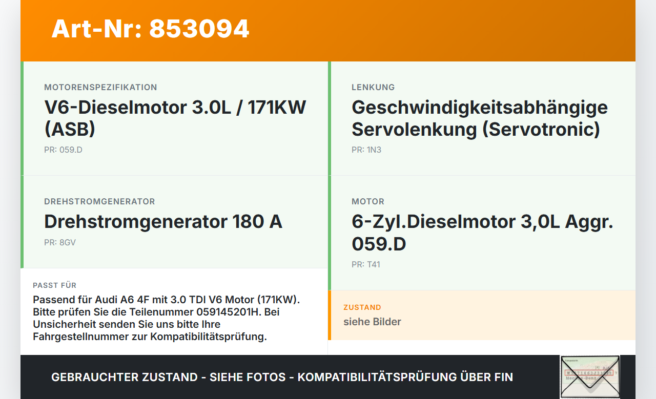 Audi A6 4F C6 04-08 TDI 3,0 171KW Spannelement Spannrolle Audi A6 4F C6 04-08 29.05.2008 059145201H gebraucht Vorschau 3