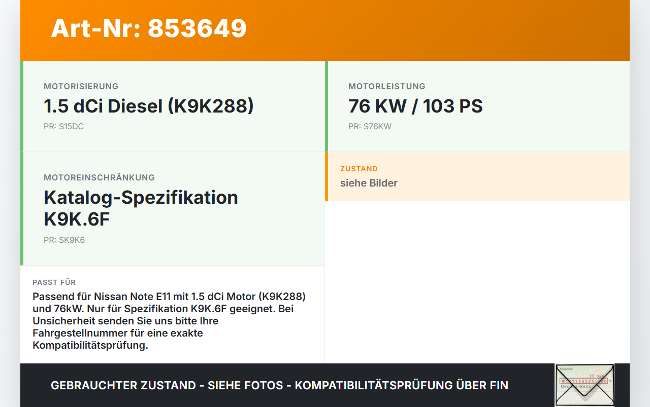 Nissan Note E11 05-08 dCi 1,5 76KW K9K288 K9K-288 Ventildeckel Zylinderkopfhaube Nissan Note E11 05-08 22.12.2008... Vorschau 3