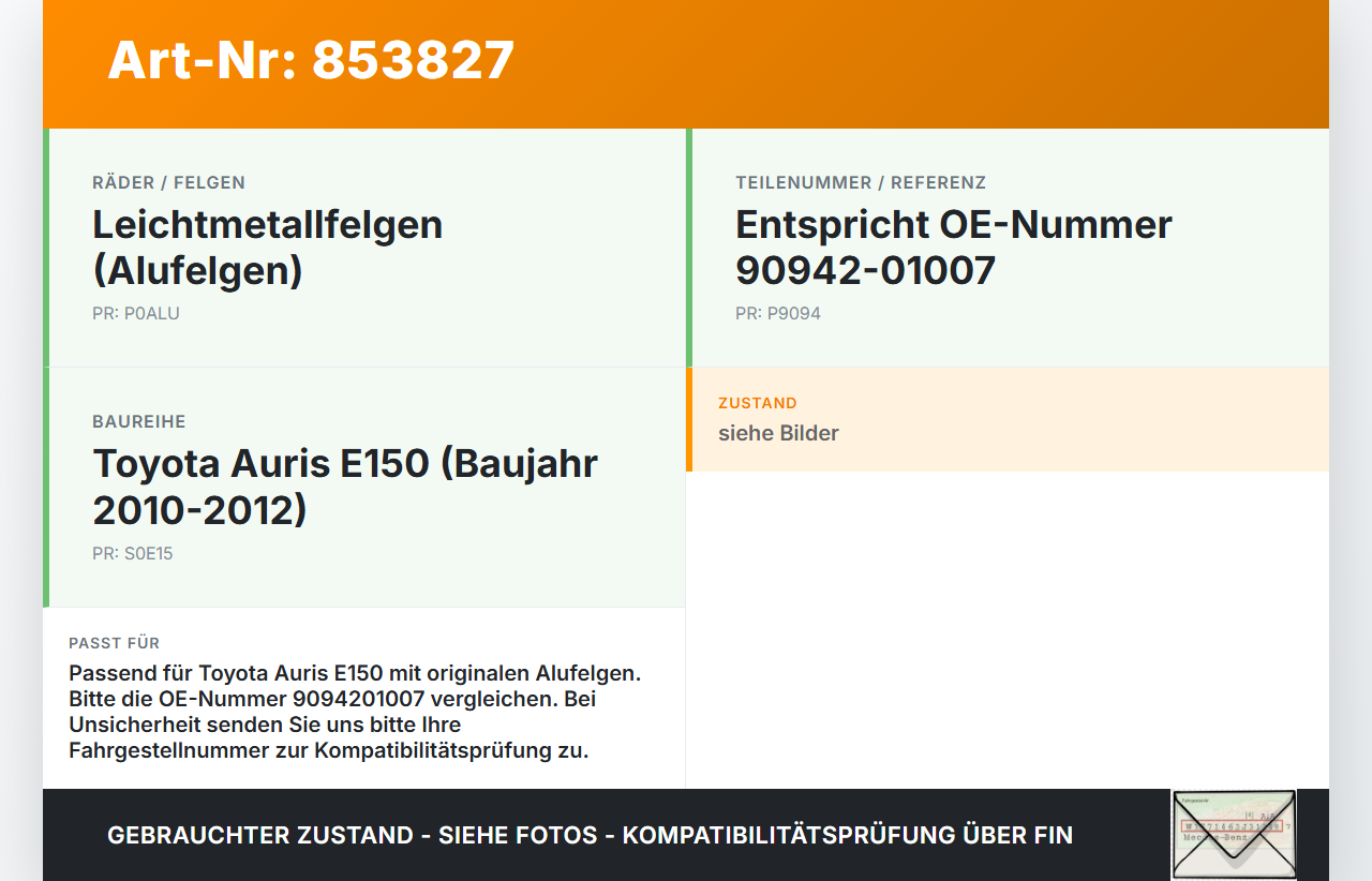 Toyota Auris ZW E150 10-12 Satz Radmuttern Muttern Radbolzen Toyota Auris ZW E150 10-12 27.10.2010 9094201007 gebraucht Vorschau 3