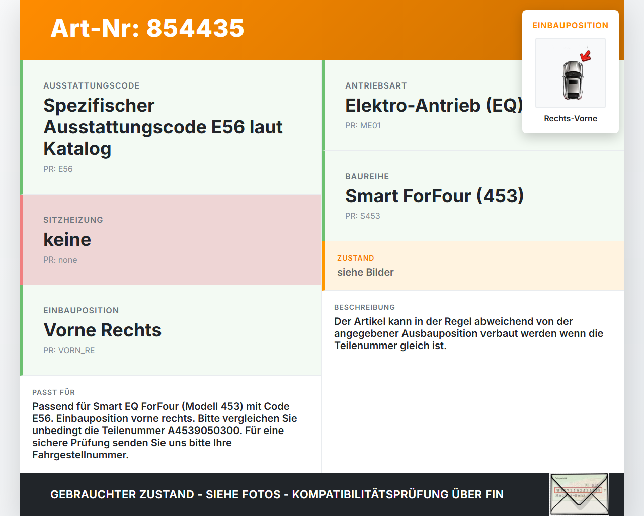 Smart EQ ForFour 453 19-24 Sensor für Airbag Crashsensor Airbagsensor Rechts Vorne Smart EQ ForFour 453 19-24... Vorschau 3