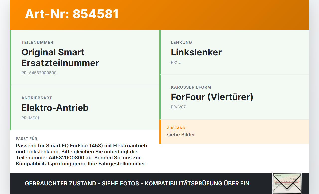 Smart EQ ForFour 453 19-24 Elektro  41KW Gaswertgeber Gaspedal Smart EQ ForFour 453 19-24 05.11.2021 6PV009978-23... Vorschau 3