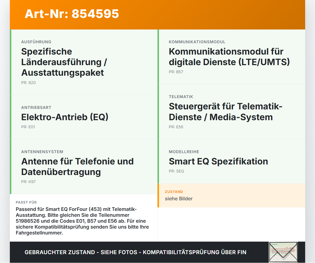 Smart EQ ForFour 453 19-24 Steuergerät ECU Modul Telefonsteuergerät Smart EQ ForFour 453 19-24 05.11.2021... Vorschau 3