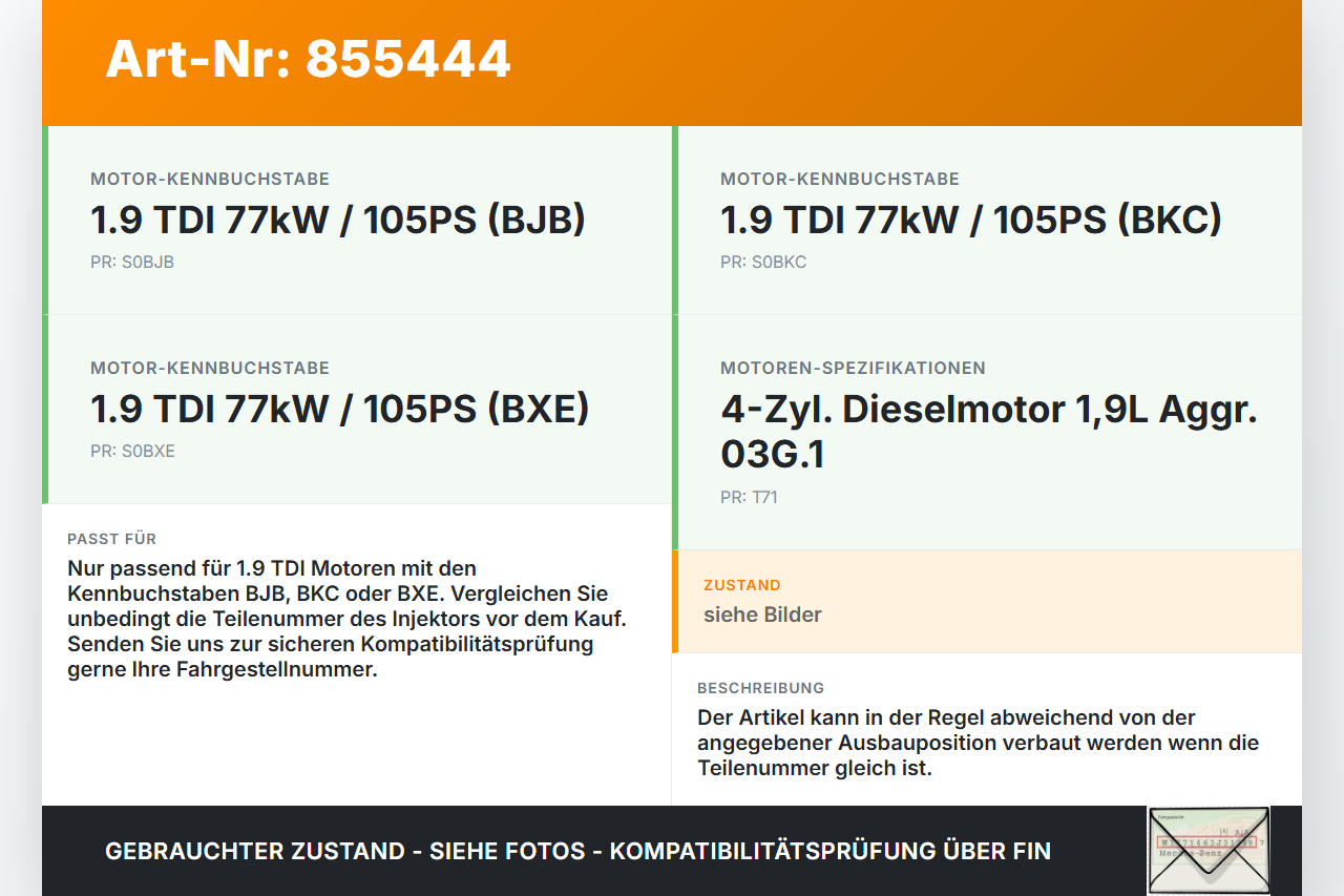 Skoda Octavia II 1Z 05-09 TDI 1,9 77KW Injektor Einspritzdüse Pumpe-Düse Zyl.4 Skoda Octavia II 1Z 05-09 01.02.2006... Vorschau 3