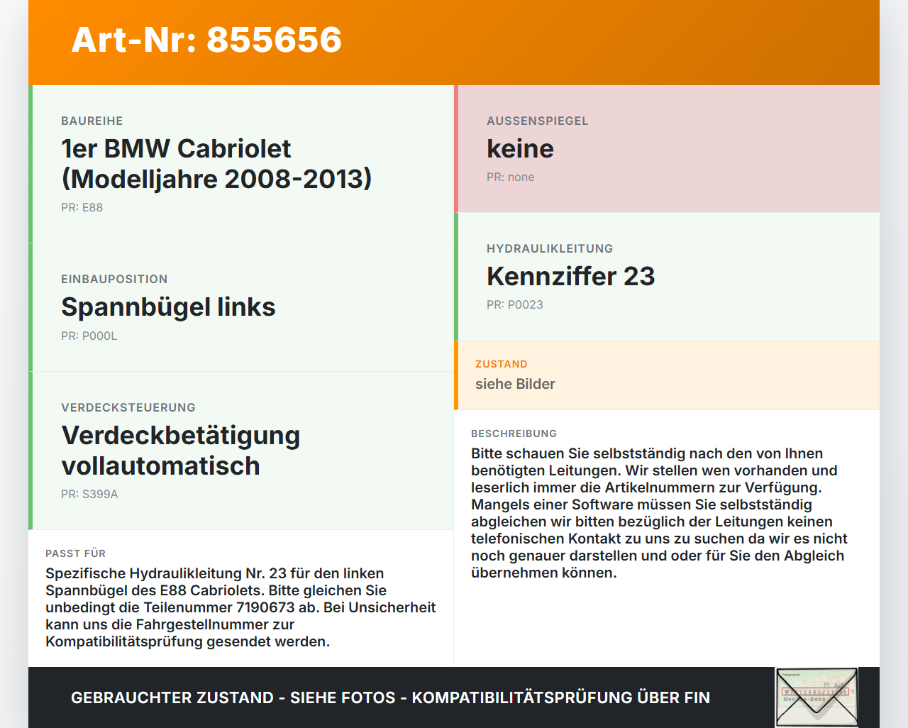 BMW E88 1er 11-13 Cabriolet Hydraulik Schlauch Leitung 23 für Verdeck BMW E88 1er 11-13 14.07.2011 7190673... Vorschau 3