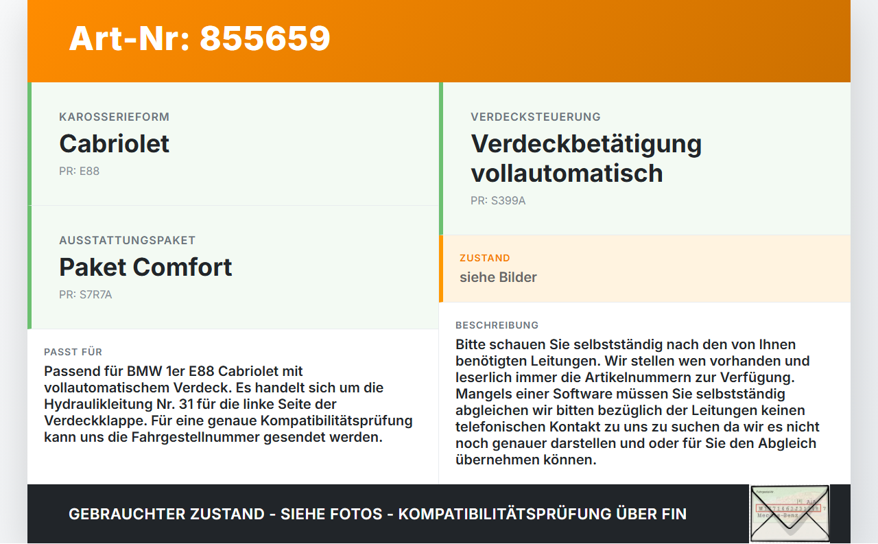 BMW E88 1er 11-13 Cabriolet Hydraulik Schlauch Leitung 31 für Verdeck BMW E88 1er 11-13 14.07.2011 7190675... Vorschau 3