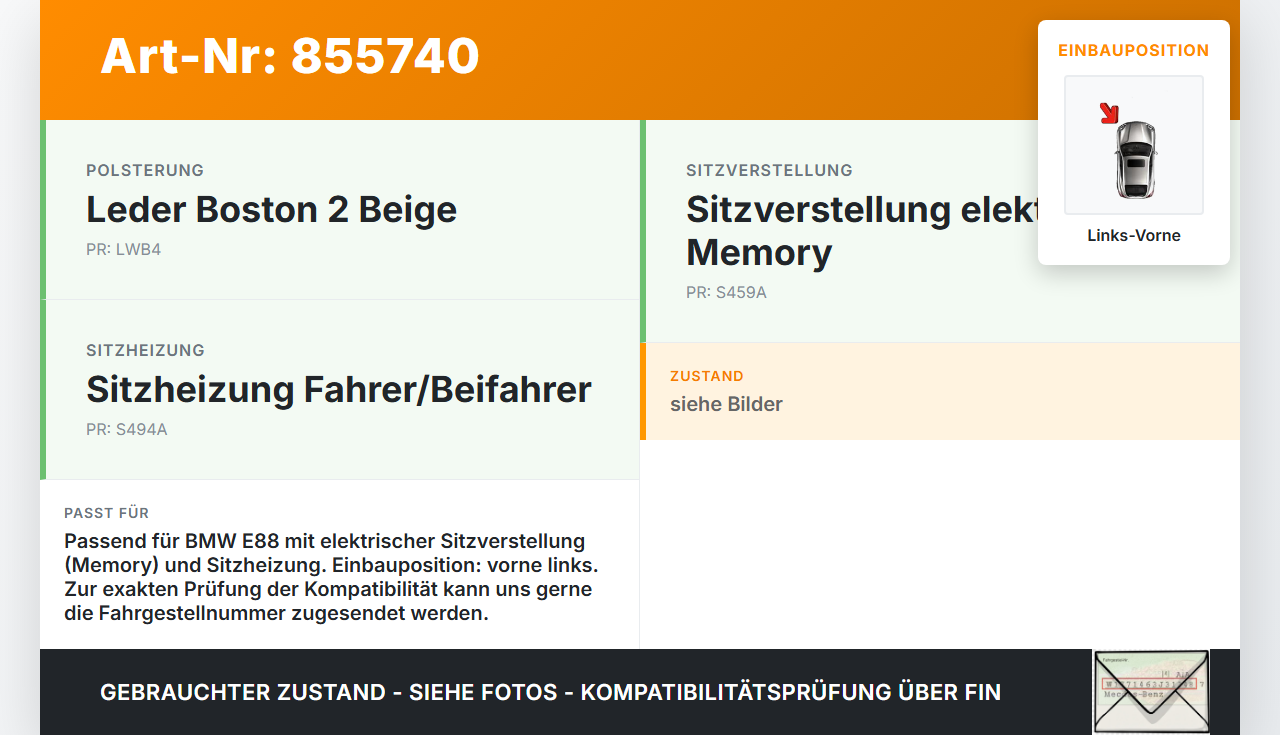 BMW E88 1er 11-13 Steuergerät ECU Sitzsteuergerät SG Links Vorne BMW E88 1er 11-13 14.07.2011 61356926435 6926435... Vorschau 3