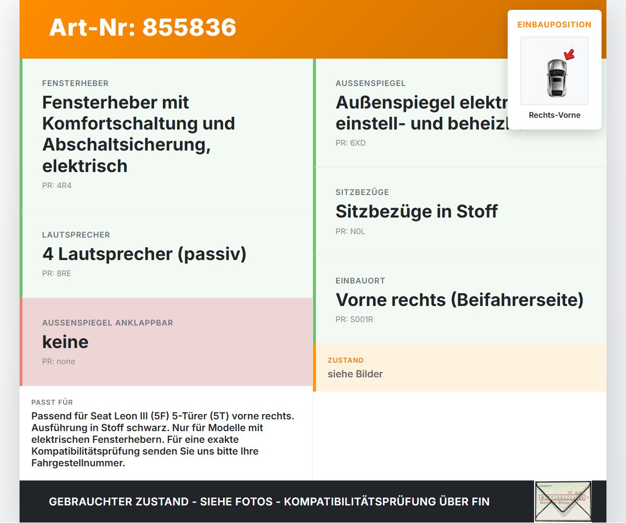Seat Leon III 5F 12-16 5T Türverkleidung Türpappe Rechts Vorne Seat Leon III 5F 12-16 12.06.2014 5F4867012A... Vorschau 3