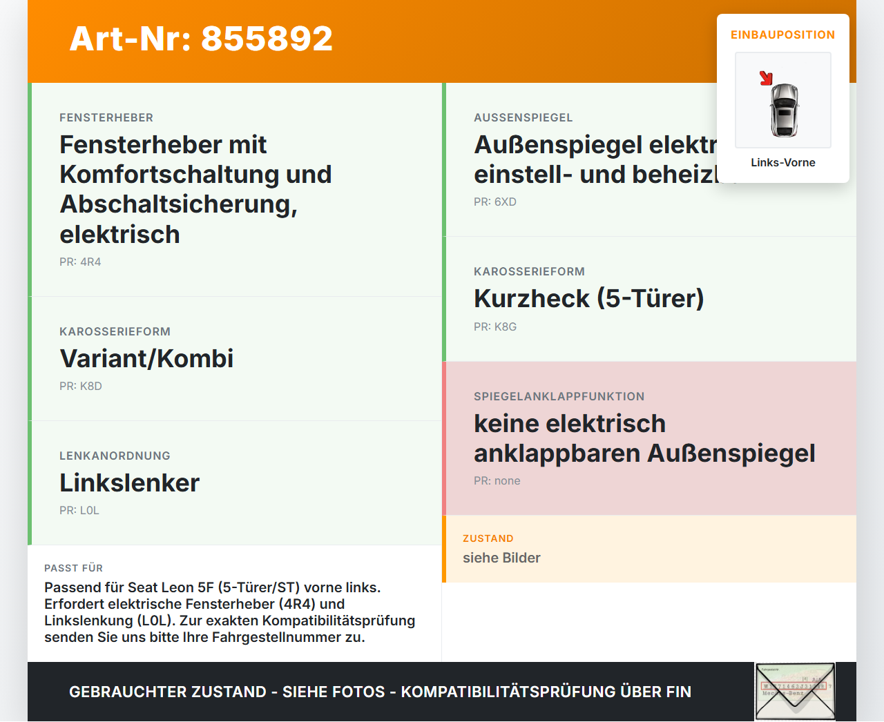 Seat Leon III 5F 12-16 5T Kabelbaum Tür und Fensterheber Links Vorne Seat Leon III 5F 12-16 12.06.2014 5F4971029AP... Vorschau 3