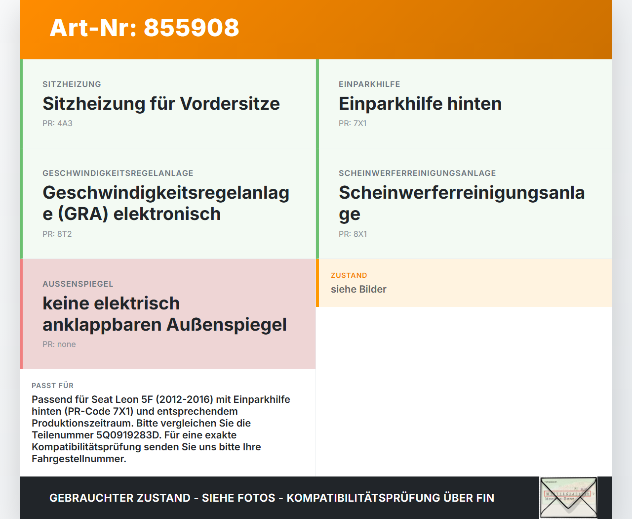 Seat Leon III 5F 12-16 Steuergerät ECU Modul Einparkhilfe PDC SG Seat Leon III 5F 12-16 12.06.2014 5Q0919283D... Vorschau 3