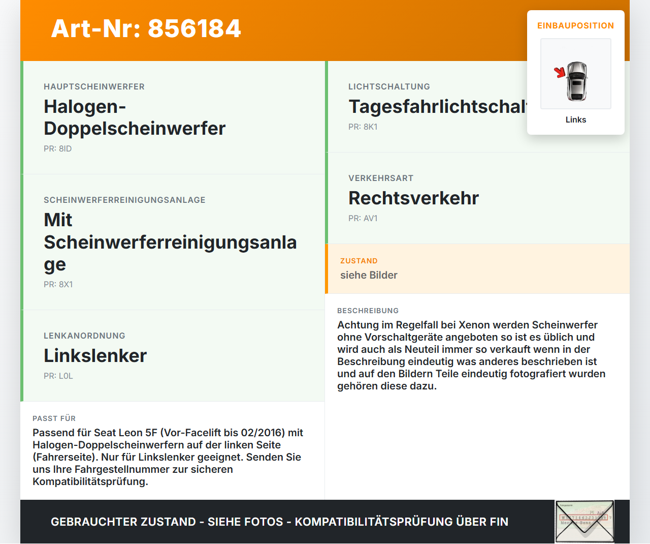Seat Leon III 5F 12-16 Scheinwerfer Frontscheinwerfer Links Seat Leon III 5F 12-16 12.06.2014 90044559 5F1941005A... Vorschau 3