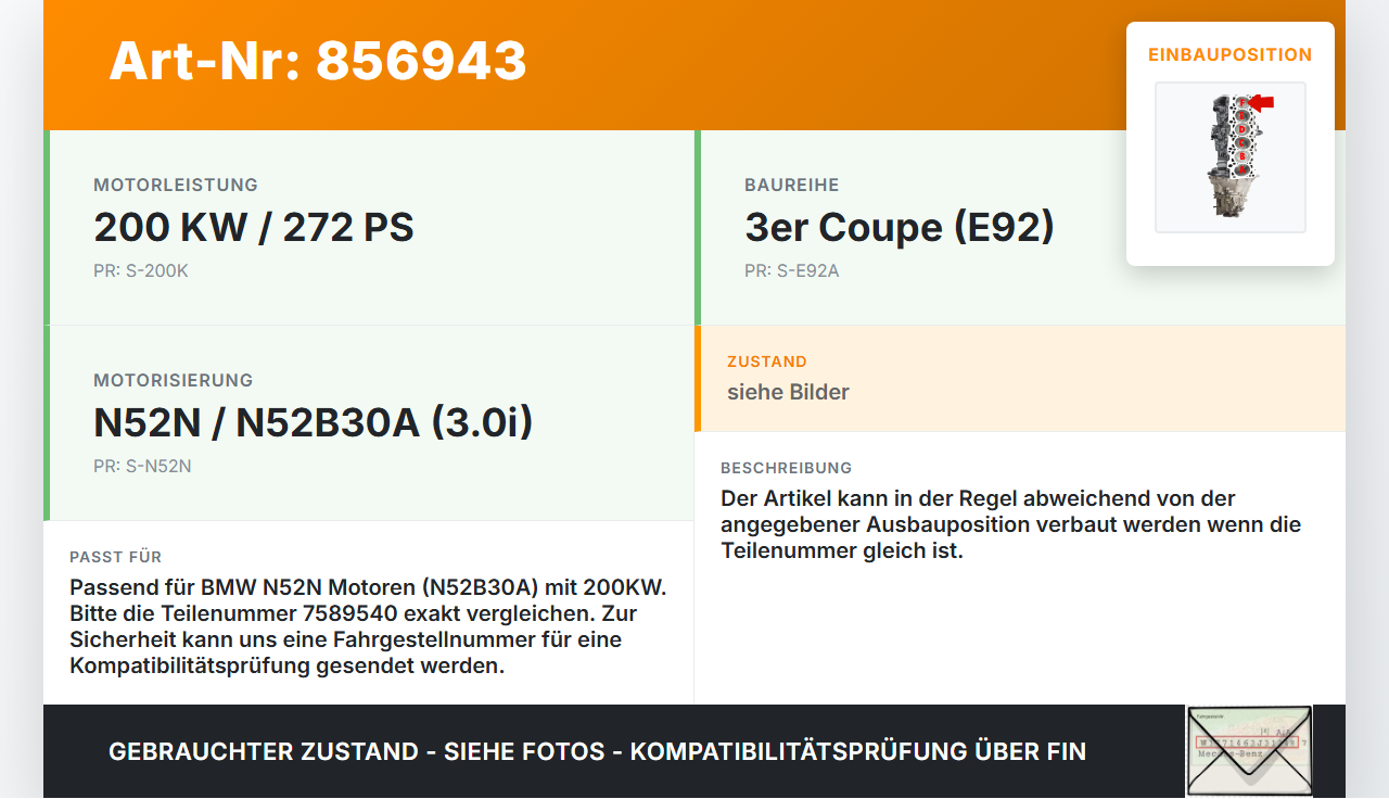 BMW E92 330i 06-10 3,0i 200KW N52N N52B30A Kolben mit Pleuel Pos F BMW E92 330i 06-10 28.04.2007 7589540... Vorschau 3