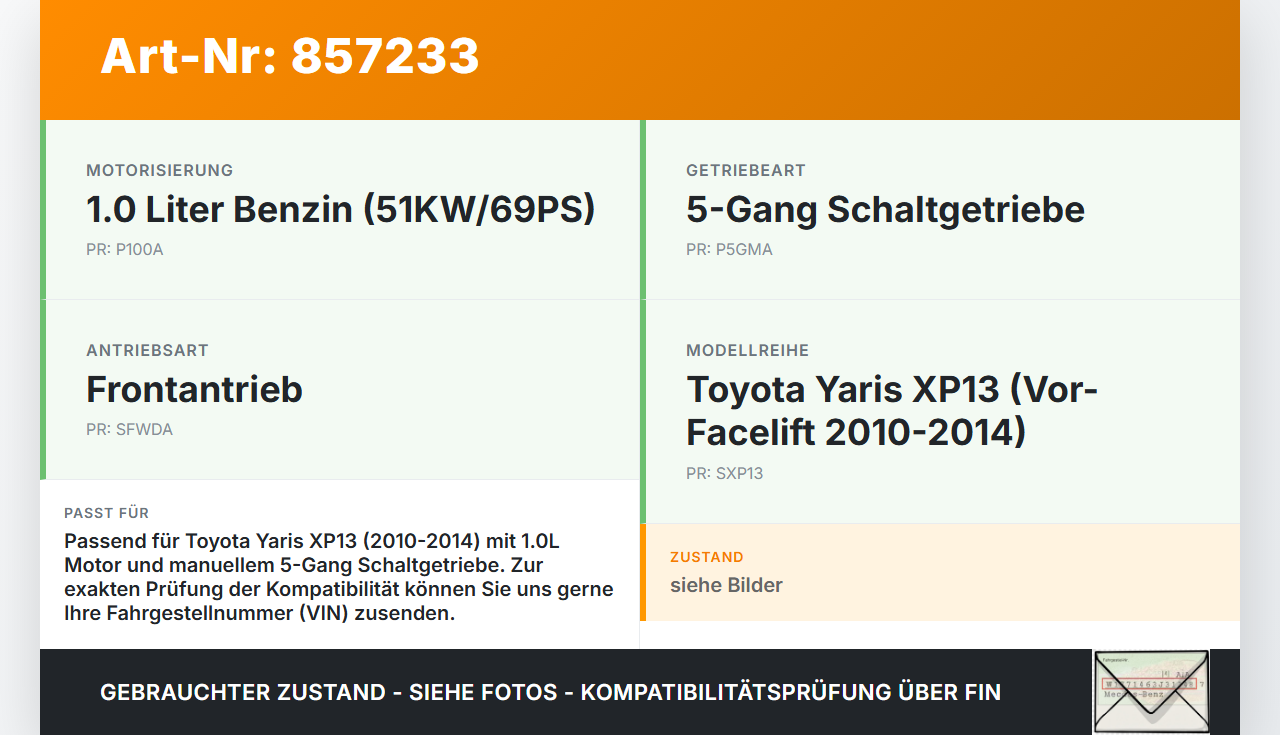 Toyota Yaris XP13 10-14 1,0 51KW Schaltzug Schaltseilzug Schaltseil Toyota Yaris XP13 10-14 18.04.2013 338200D090... Vorschau 3