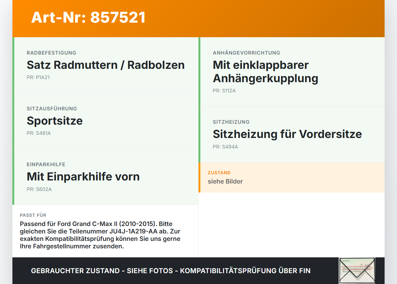 Ford Grand C-Max II 10-15 Satz Radmuttern Muttern Radbolzen Ford Grand C-Max II 10-15 05.12.2013 JU4J-1A219-AA gebraucht Vorschau 3
