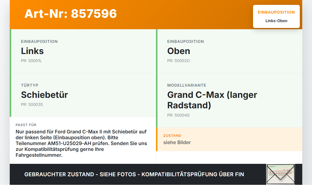 Ford Grand C-Max II 10-15 Führungsrolle für Schiebetür Links Oben Ford Grand C-Max II 10-15 05.12.2013... Vorschau 3