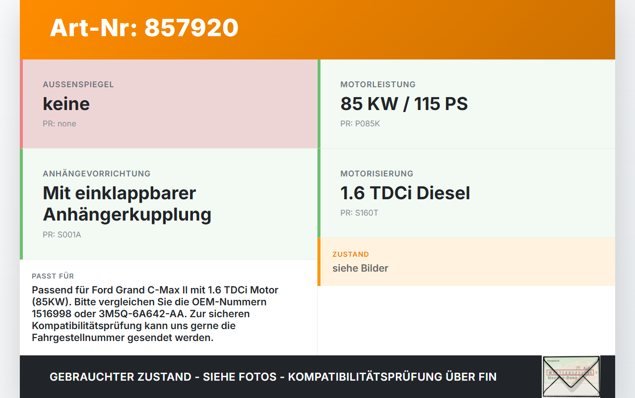Ford Grand C-Max II 10-15 TDCi 1,6 85KW Ölkühler Ford Grand C-Max II 10-15 05.12.2013 3M5Q-6A642-AA 1516998 gebraucht Vorschau 3