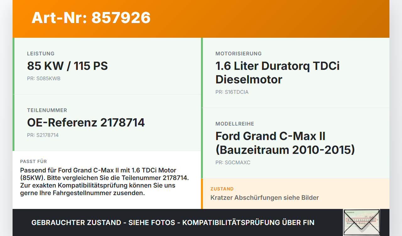 Ford Grand C-Max II 10-15 TDCi 1,6 85KW C16DS0X Ölwanne Motorwanne Ford Grand C-Max II 10-15 05.12.2013... Vorschau 3