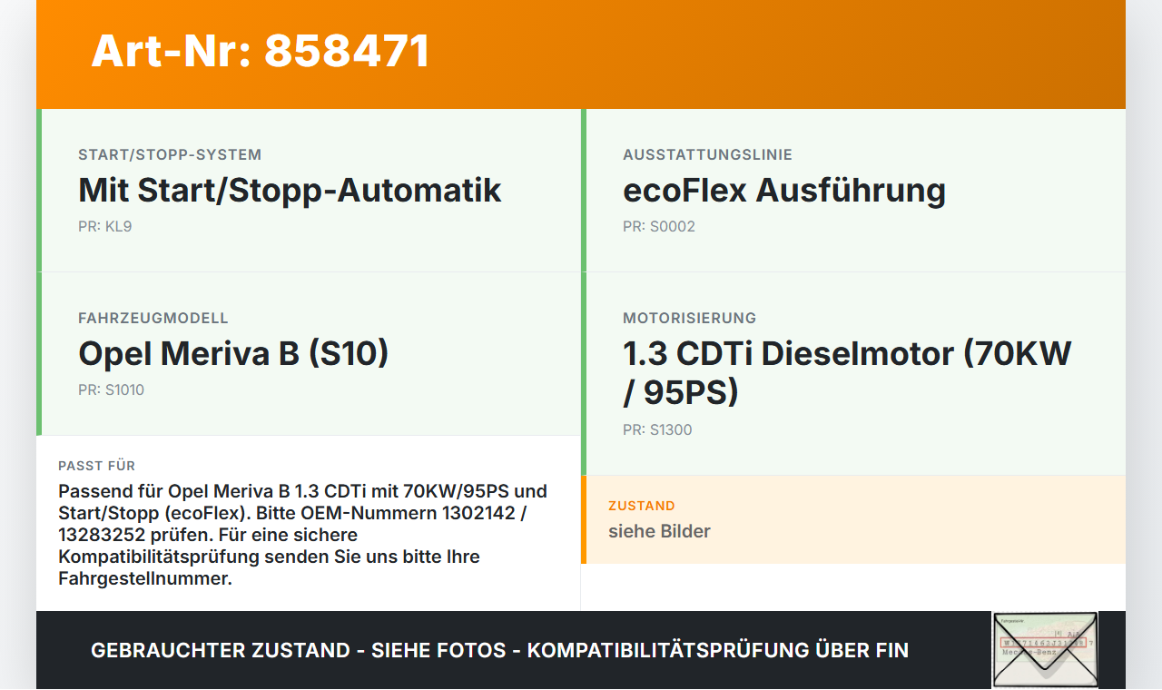 Opel Meriva B S10 10-13 CDTi 1,3 70KW Ladeluftkühler Kühler Opel Meriva B S10 10-13 06.02.2012 13283252 1302142... Vorschau 3