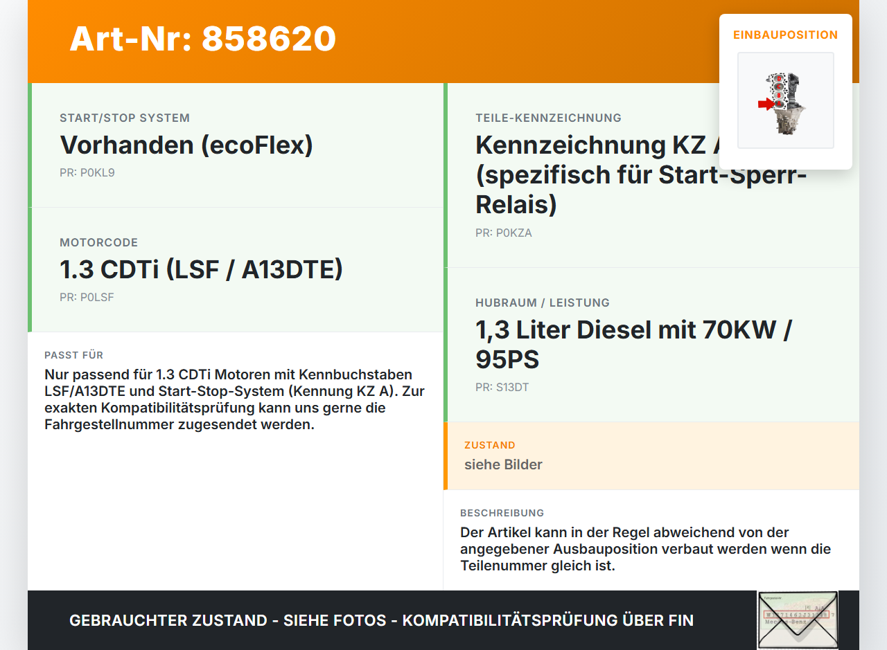 Opel Meriva B S10 10-13 CDTi 1,3 70KW LSF A13DTE Kolben mit Pleuel Pos A Opel Meriva B S10 10-13 06.02.2012... Vorschau 3