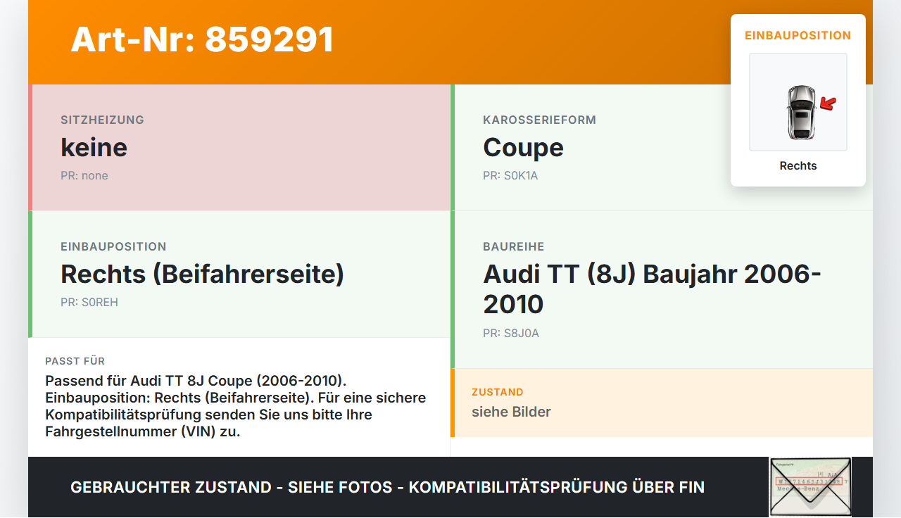 Audi TT 8J 06-10 Coupe Scharnier für Motorhaube Motorhaubenscharnier Rechts Audi TT 8J 06-10 11.11.2006 8J0823302H... Vorschau 3