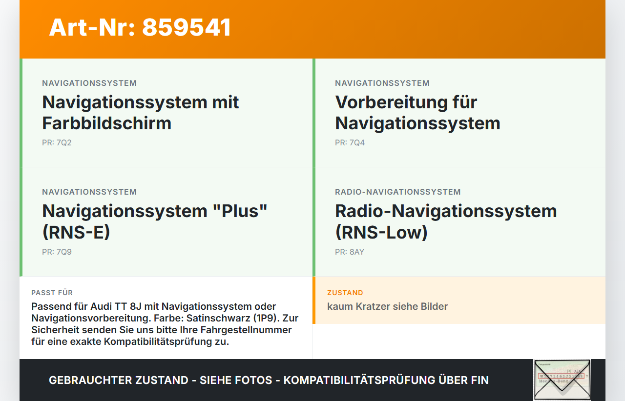 Audi TT 8J 06-10 Antenne Dachantenne Audi TT 8J 06-10 11.11.2006 8J8035503A 8J8035503A1P9 gebraucht Vorschau 3