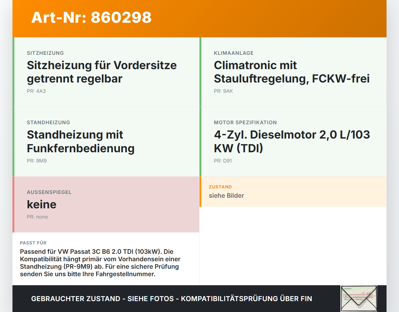 VW Passat 3C B6 06-10 TDI 2,0 103KW Umwelzpumpe Heizung Pumpe Pos.2 VW Passat 3C B6 06-10 07.07.2008 5N0965561... Vorschau 3