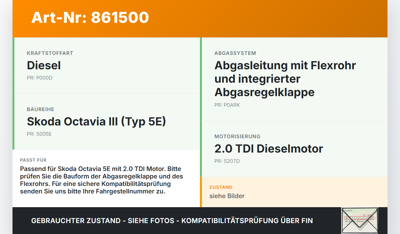 Skoda Octavia III 5E 12-17 TDI 2,0 110KW Abgasleitung Flexrohr Abgasregelklappe Skoda Octavia III 5E 12-17... Vorschau 3