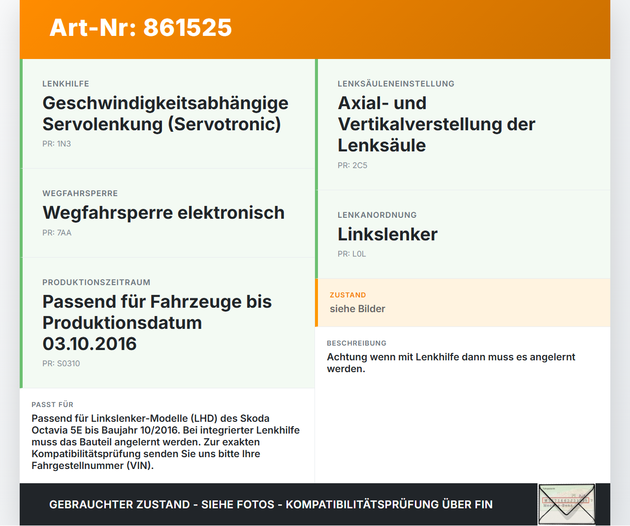 Skoda Octavia III 5E 12-17 Höhenverstellung für Lenksäule Lenkschloss Lenkradschloss Skoda Octavia III 5E 12-17... Vorschau 3