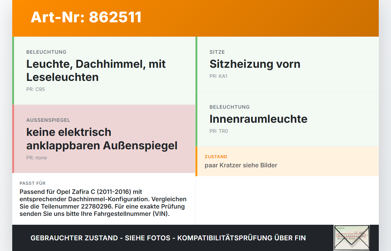 Opel Zafira C 11-16 Innenleuchte Innenraumleuchte Opel Zafira C 11-16 25.07.2012 22780296 316627975 gebraucht Vorschau 3