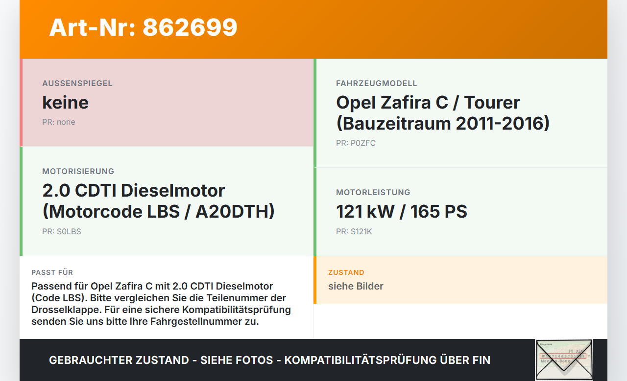 Opel Zafira C 11-16 2,0 121KW LBS A20DTH Drosselklappe Drosselklappenstellung Opel Zafira C 11-16 25.07.2012... Vorschau 3