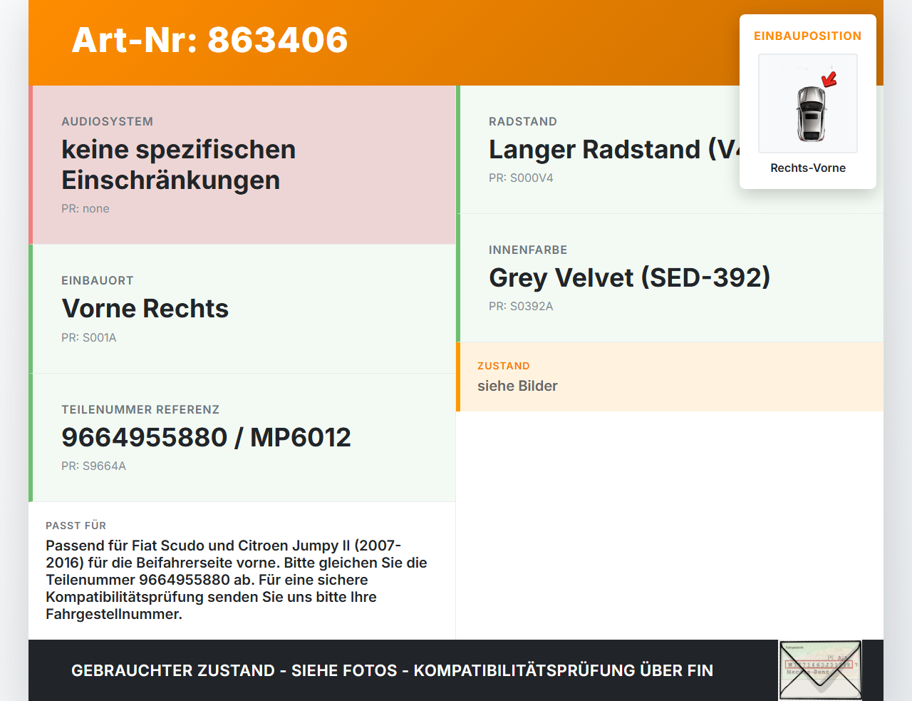Fiat Scudo Jumpy  II 07-16 Lautsprecher Rechts Vorne Fiat Scudo Jumpy  II 07-16 30.04.2007 9664955880 1400345680... Vorschau 3
