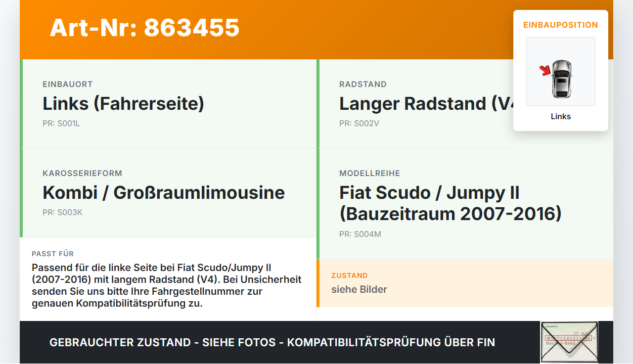 Fiat Scudo Jumpy  II 07-16 Kombi Scharnier für Motorhaube Motorhaubenscharnier Links Fiat Scudo Jumpy  II 07-16... Vorschau 3