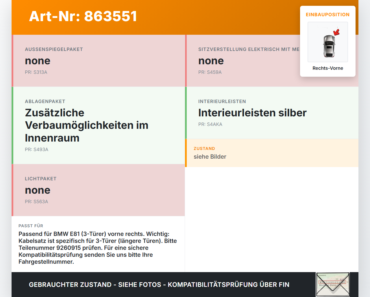 BMW E81 1er 116i LCI 07-13 3T Kabelbaum für Tür und Fensterheber Rechts Vorne BMW E81 1er 116i LCI 07-13 11.03.2010... Vorschau 3